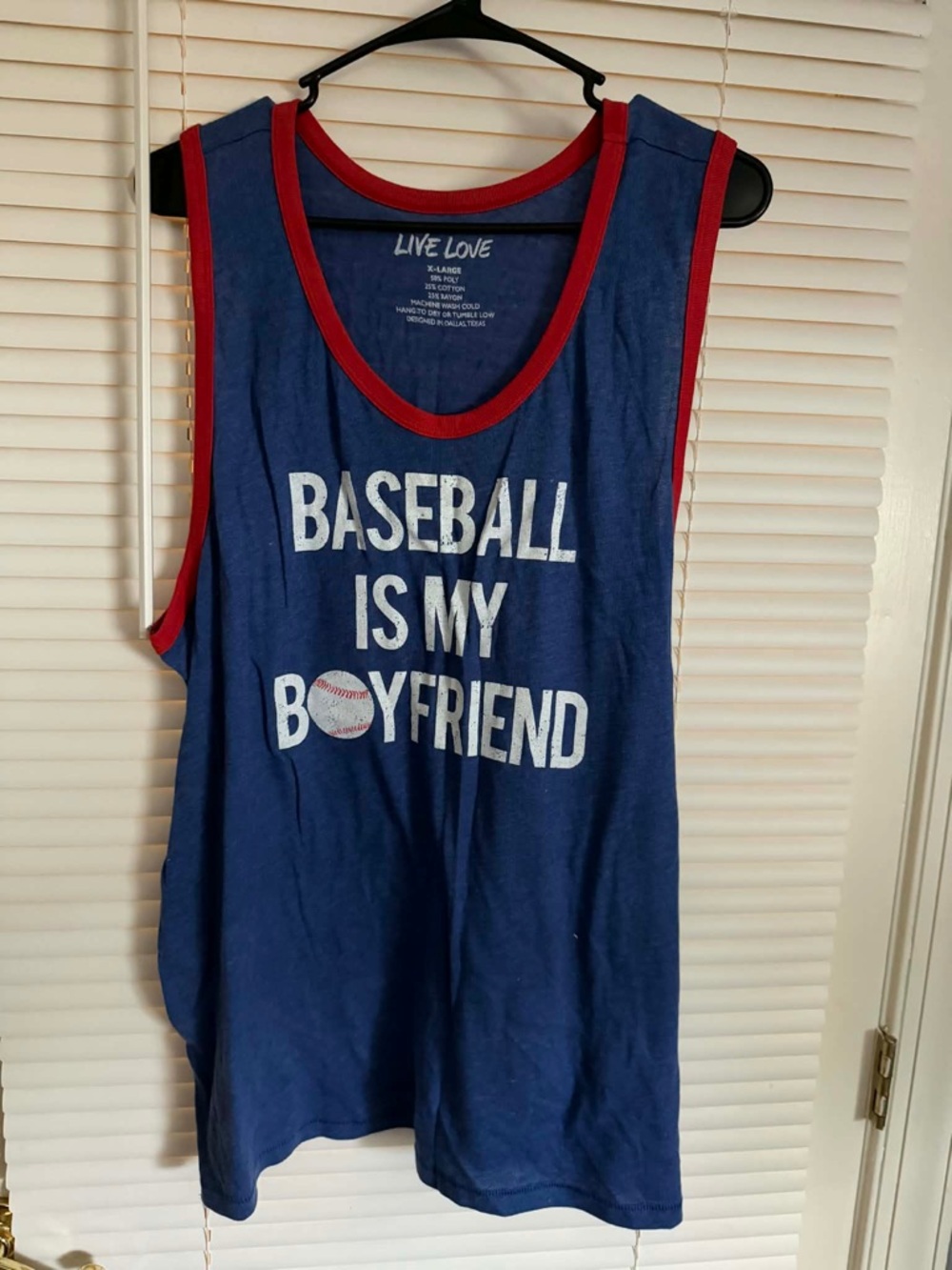 Live Love Navy Muscle Tee - "Baseball Is My Boyfriend"